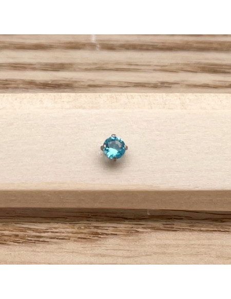 Barbell plateau 1.2/10 argent brillant 3mm bleu clair