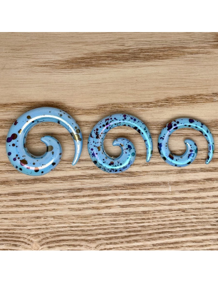 Ecarteur spirale bleu tacheté 1pcs
