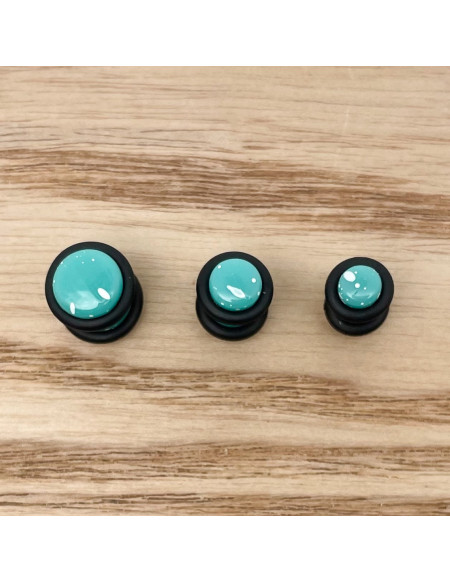 Ecarteur plug tacheté turquoise 1pcs