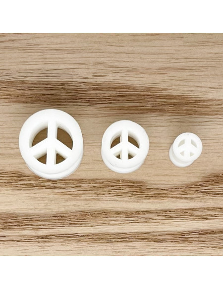 Ecarteur tunnel Silicone blanc "Peace and love" 1pcs